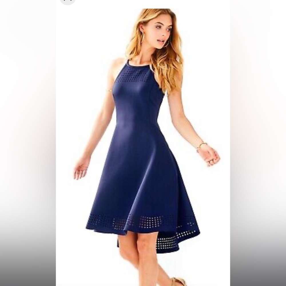 Lily Pulitzer navy blue high-low dress